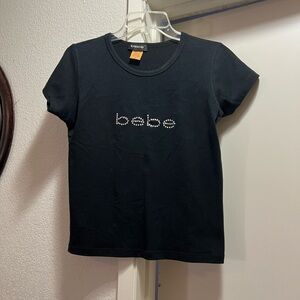 Bebe Black Tee with Sparkling Logo
